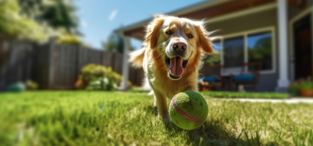 A dog chasing a ball